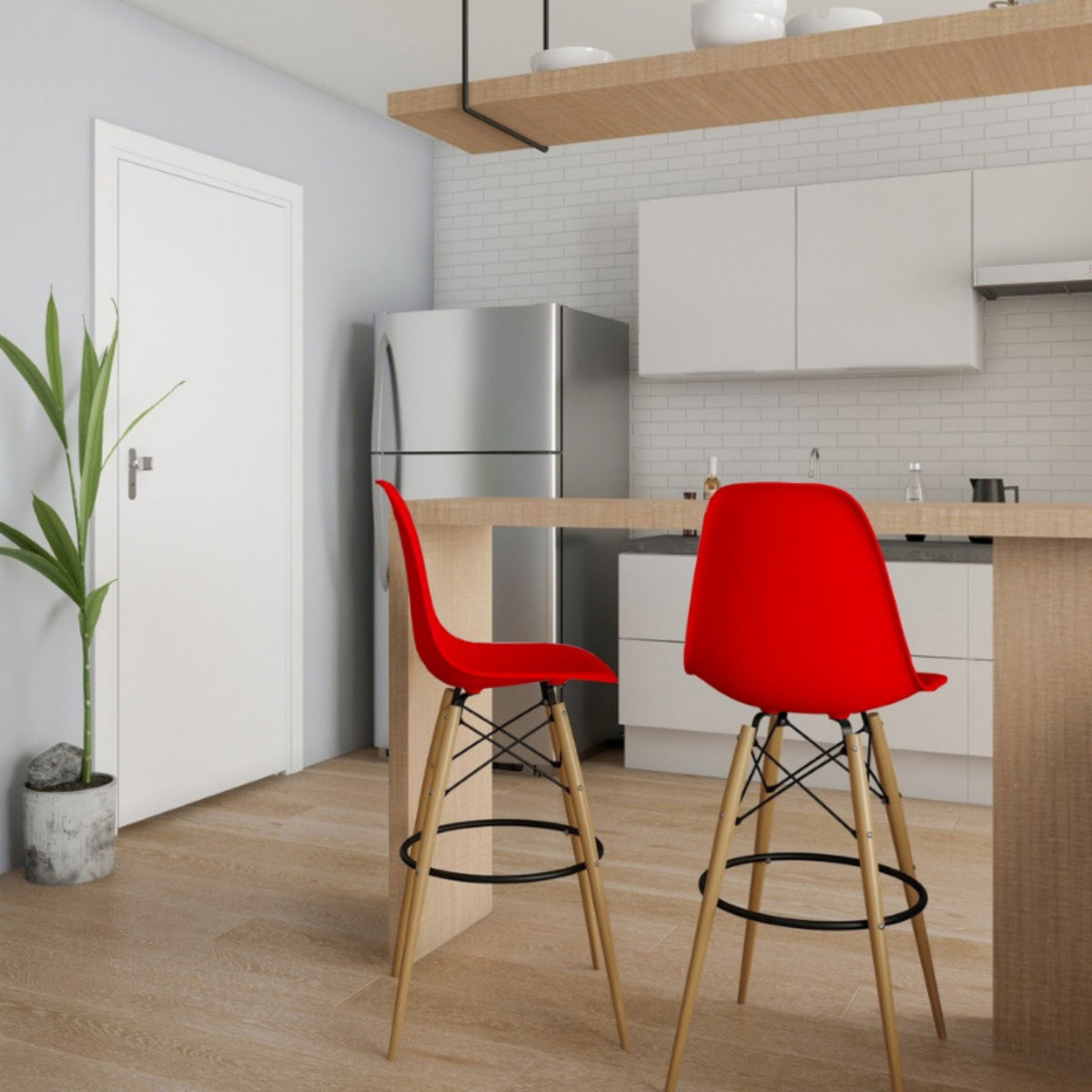Set x2 Silla de Barra Eames Rojo