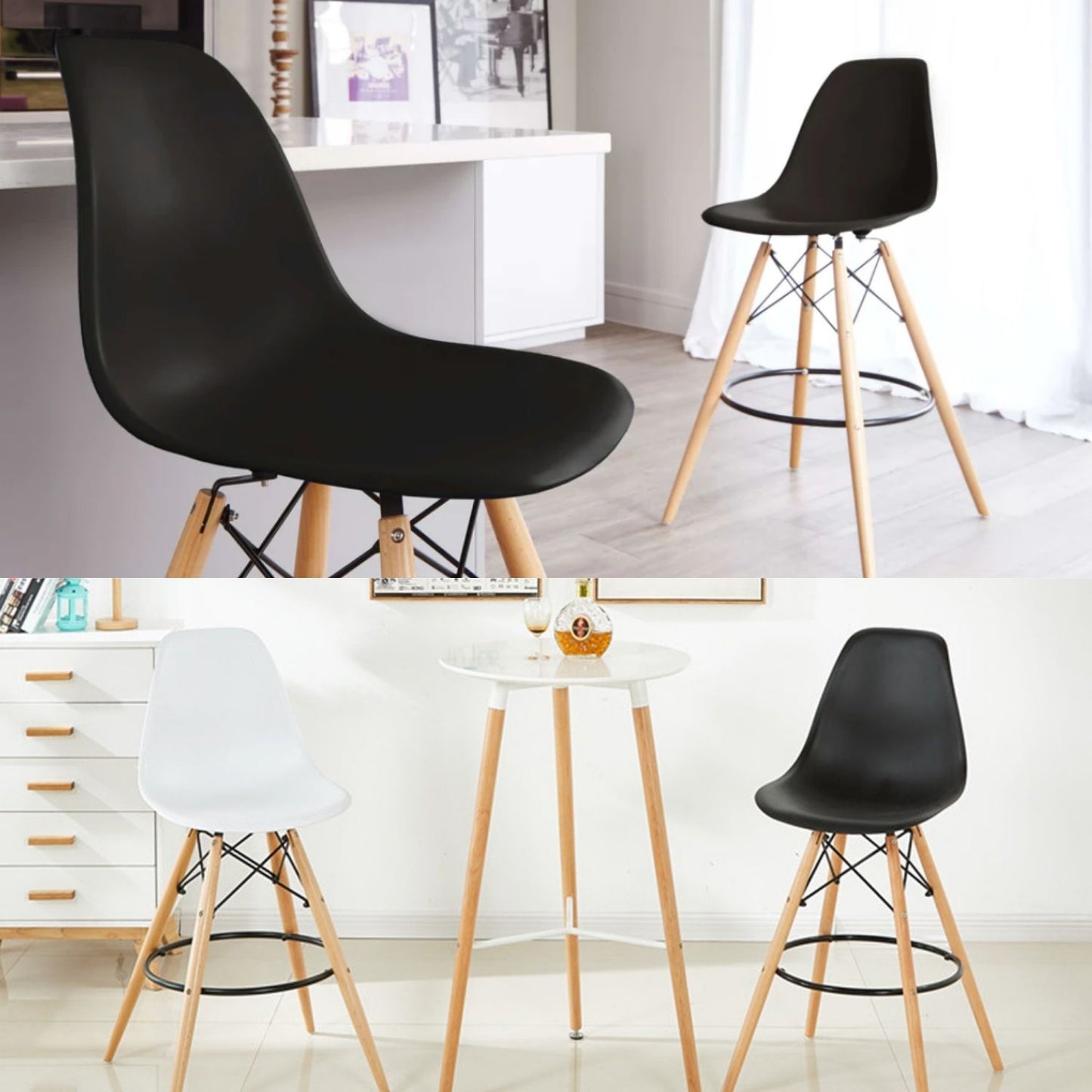 Set x2 Silla de Barra Eames Negro