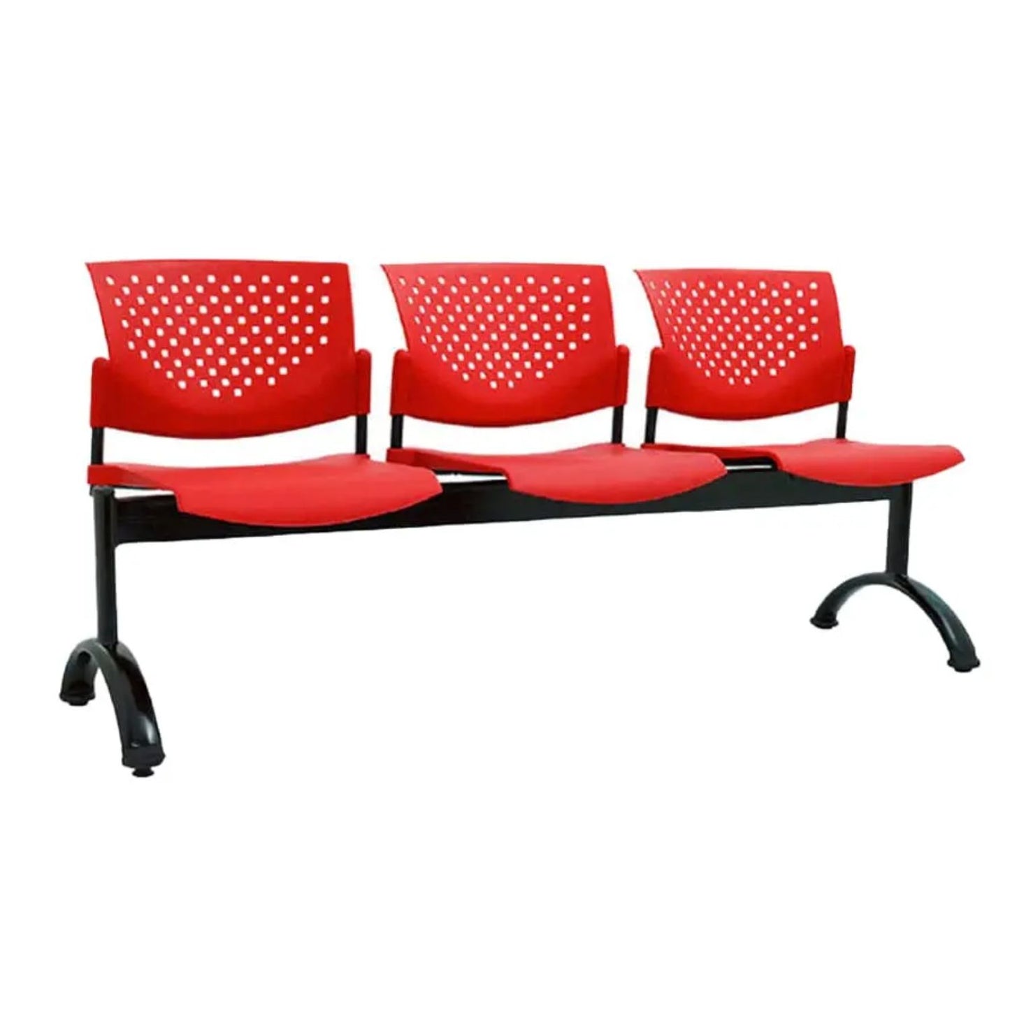 Silla Tandem 3 Puestos Base Negra FLY Rojo