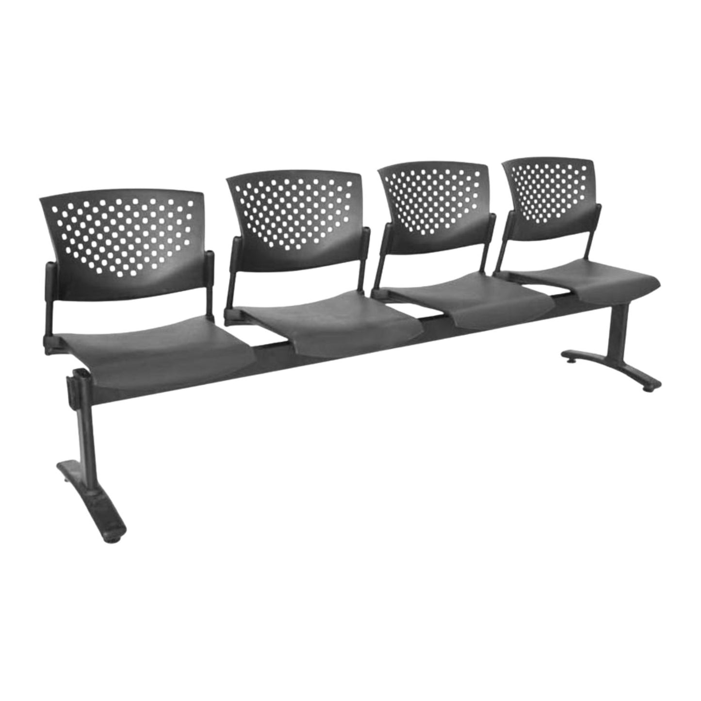 Silla Tandem 4 Puestos Base Negra FLY Negro