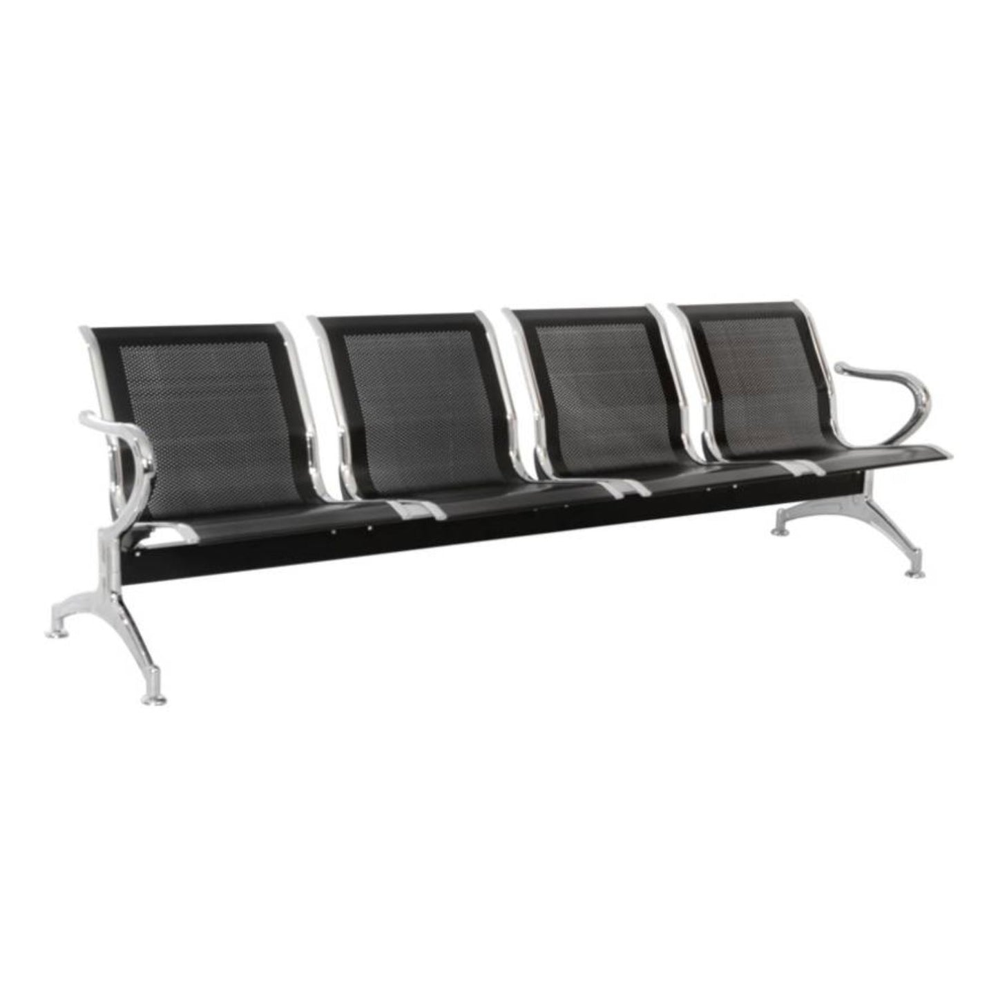 Silla Tandem 4 Puesto Cromado Negro