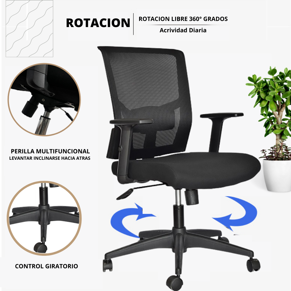 Silla De Oficina Italiana Cuba Negro