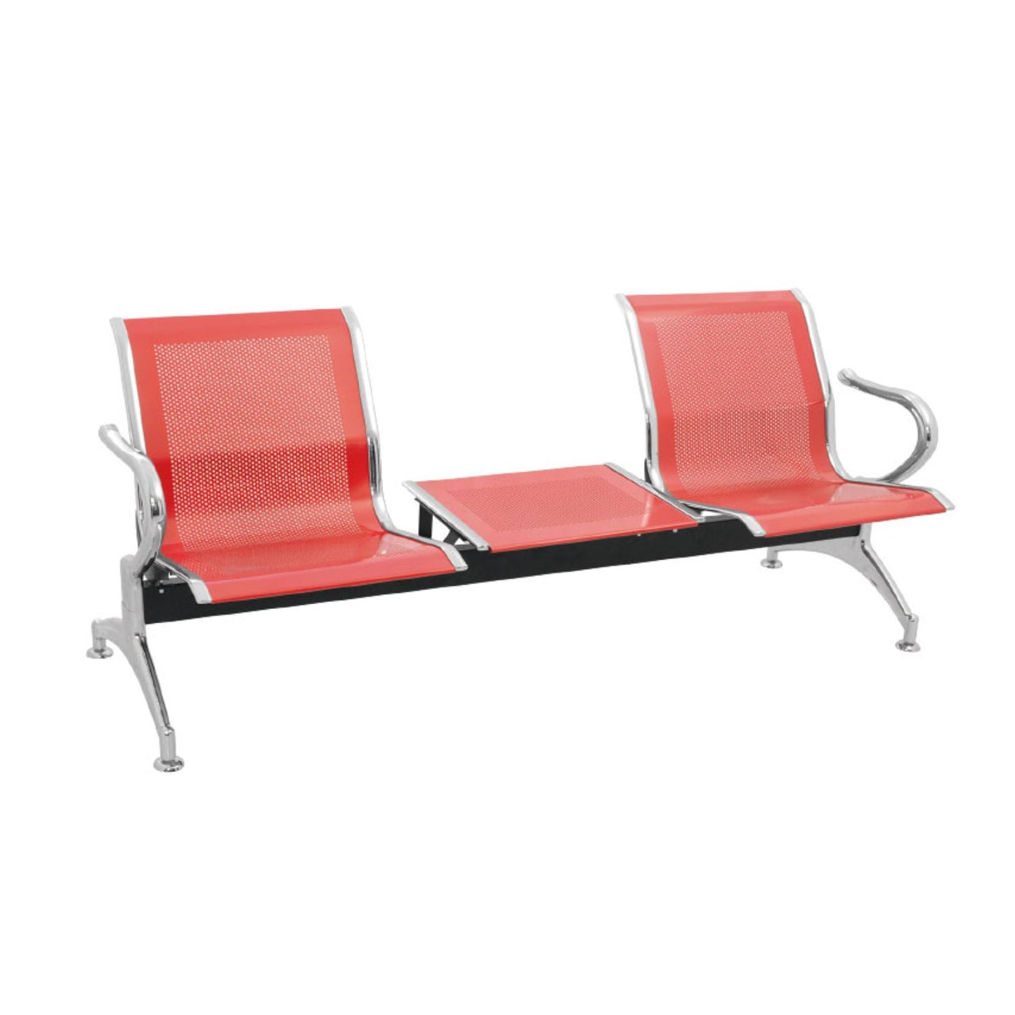 Silla Tandem 2X1 Mesa Cromado Rojo