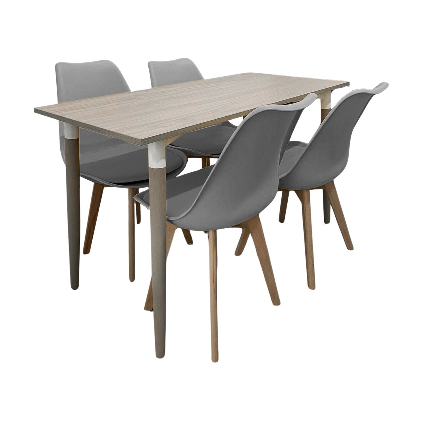 Juego de Comedor Robledo Premium habano con 4 Sillas Milano grises