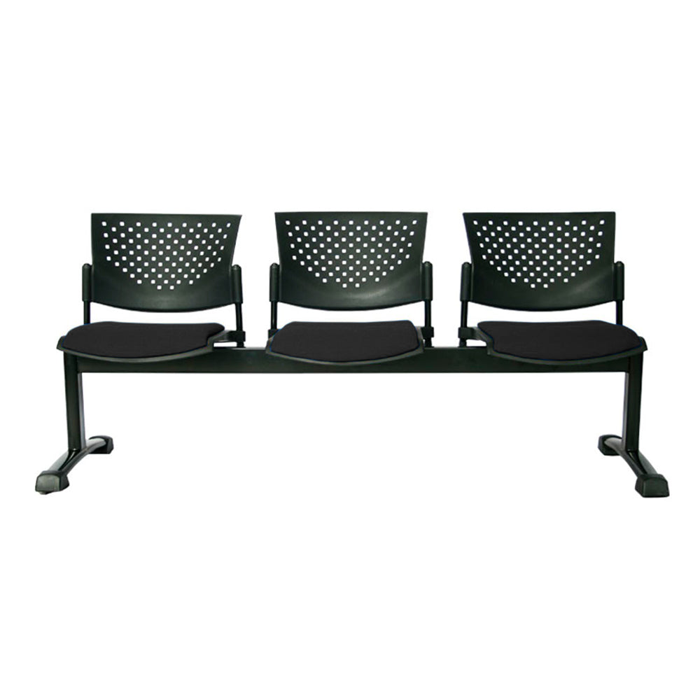 Silla Tandem Tapizado 3 Puestos Base Negra FLY Negro