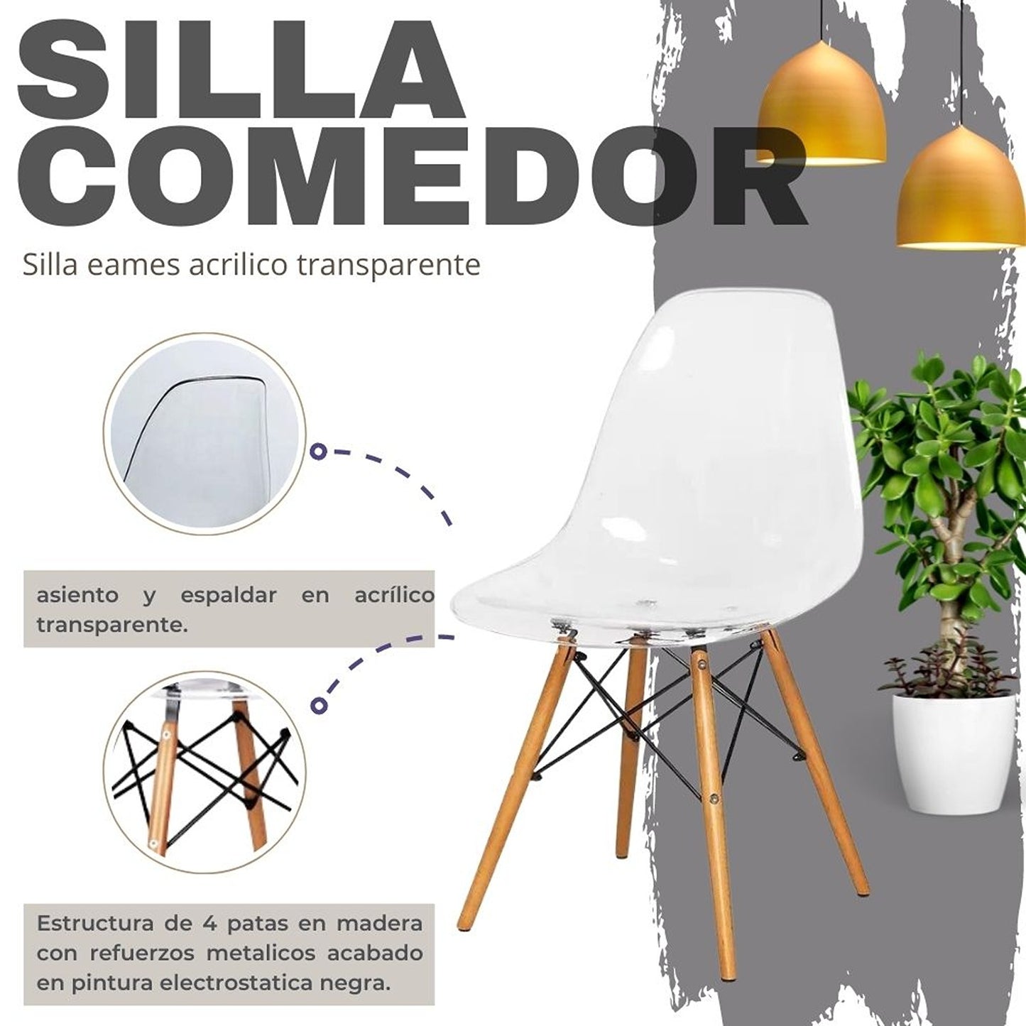 Silla Eames acrilico transparente