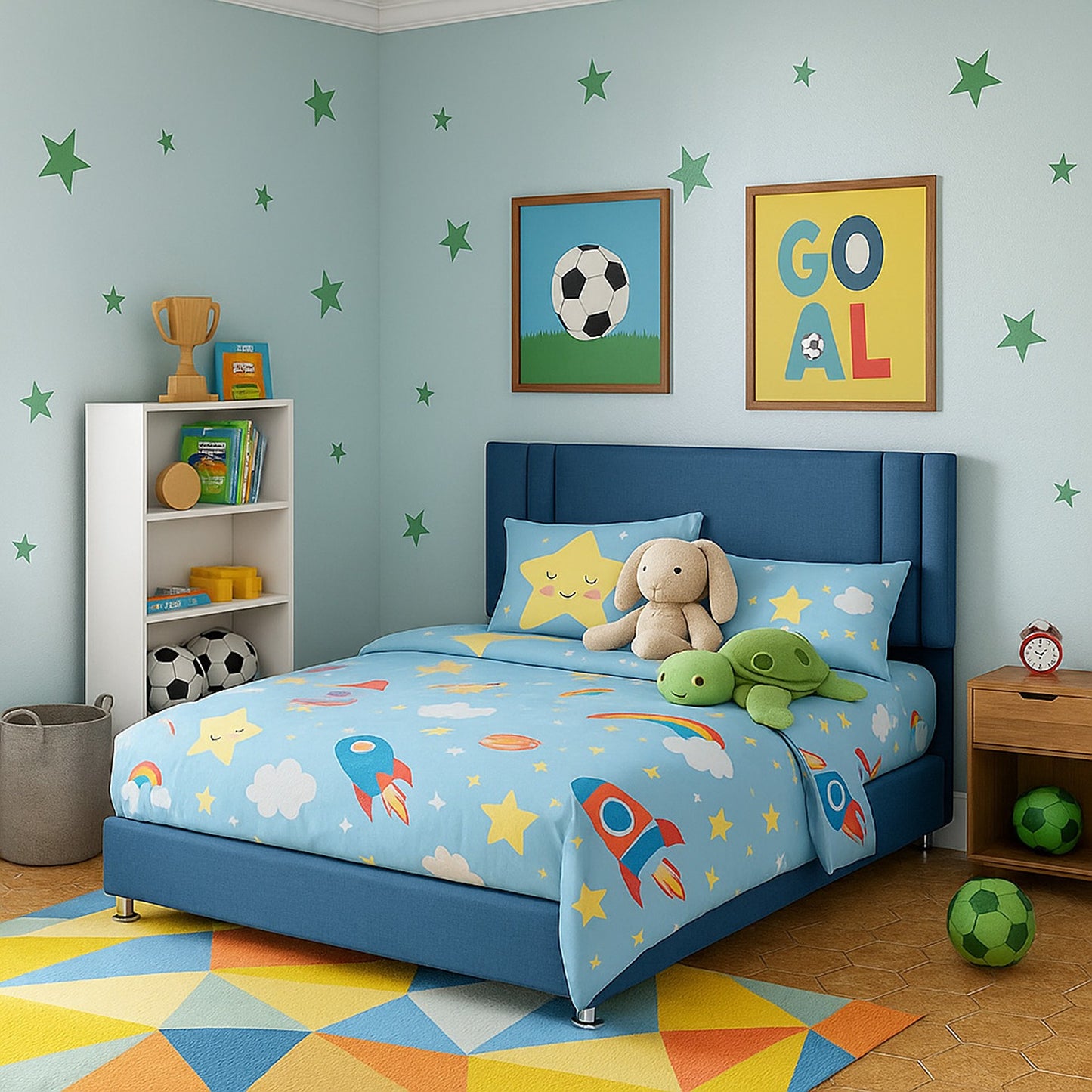 Base Cama Nido con Espaldar Semidoble Infantil Lupe azul