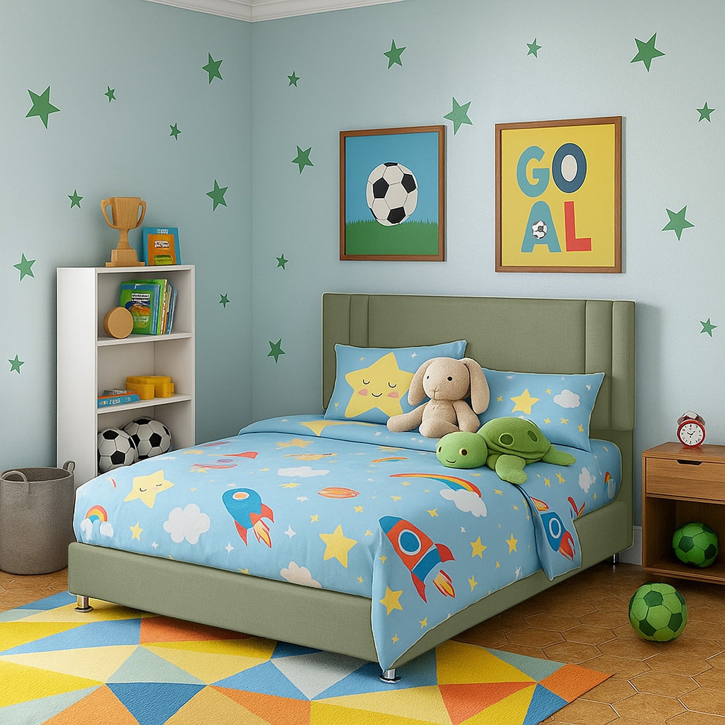 Base Cama Nido con Espaldar Semidoble Infantil Lupe verde