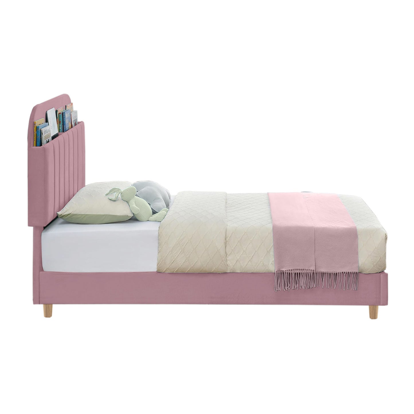 Base Cama con Espaldar Sencillo Infantil Fenix 100x190x115 rosado