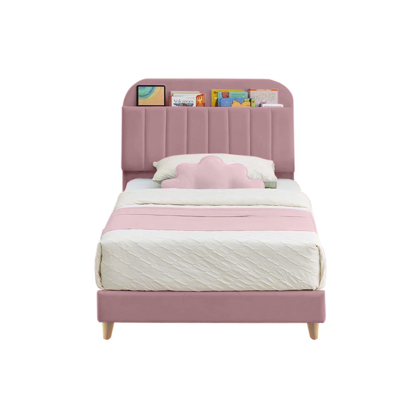 Base Cama con Espaldar Sencillo Infantil Fenix 100x190x115 rosado