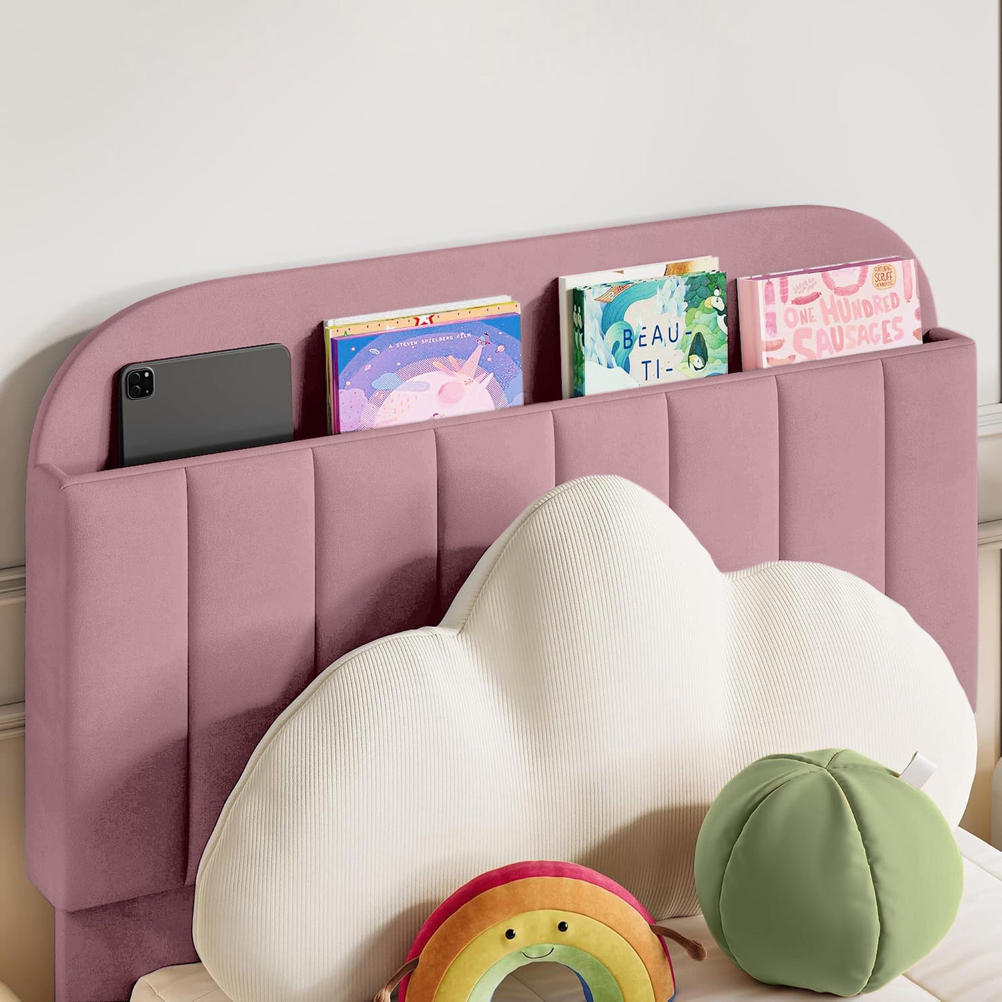 Base Cama con Espaldar Sencillo Infantil Fenix 100x190x115 rosado