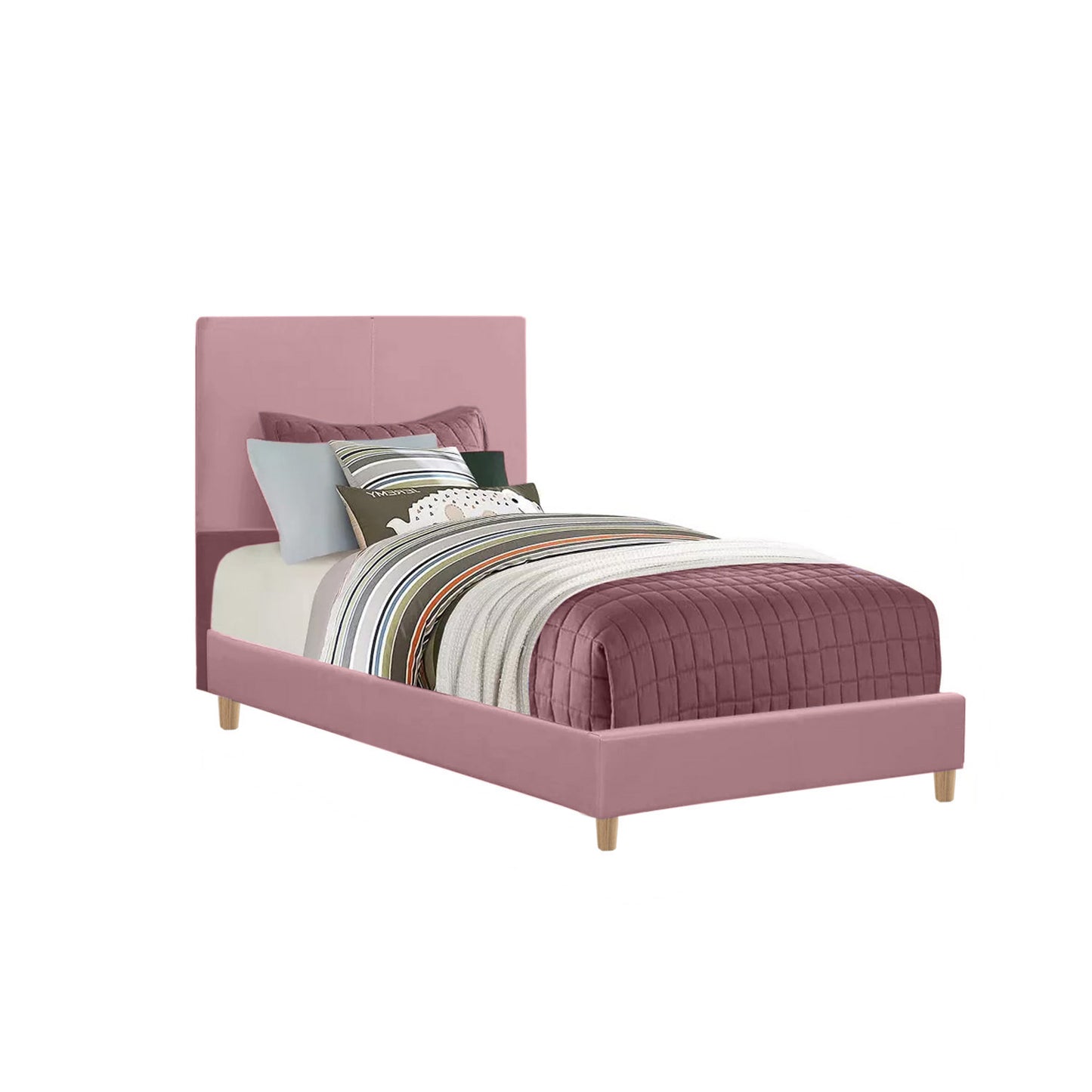 Base Cama con Espaldar Sencillo Infantil Nino 100x190x115 rosado