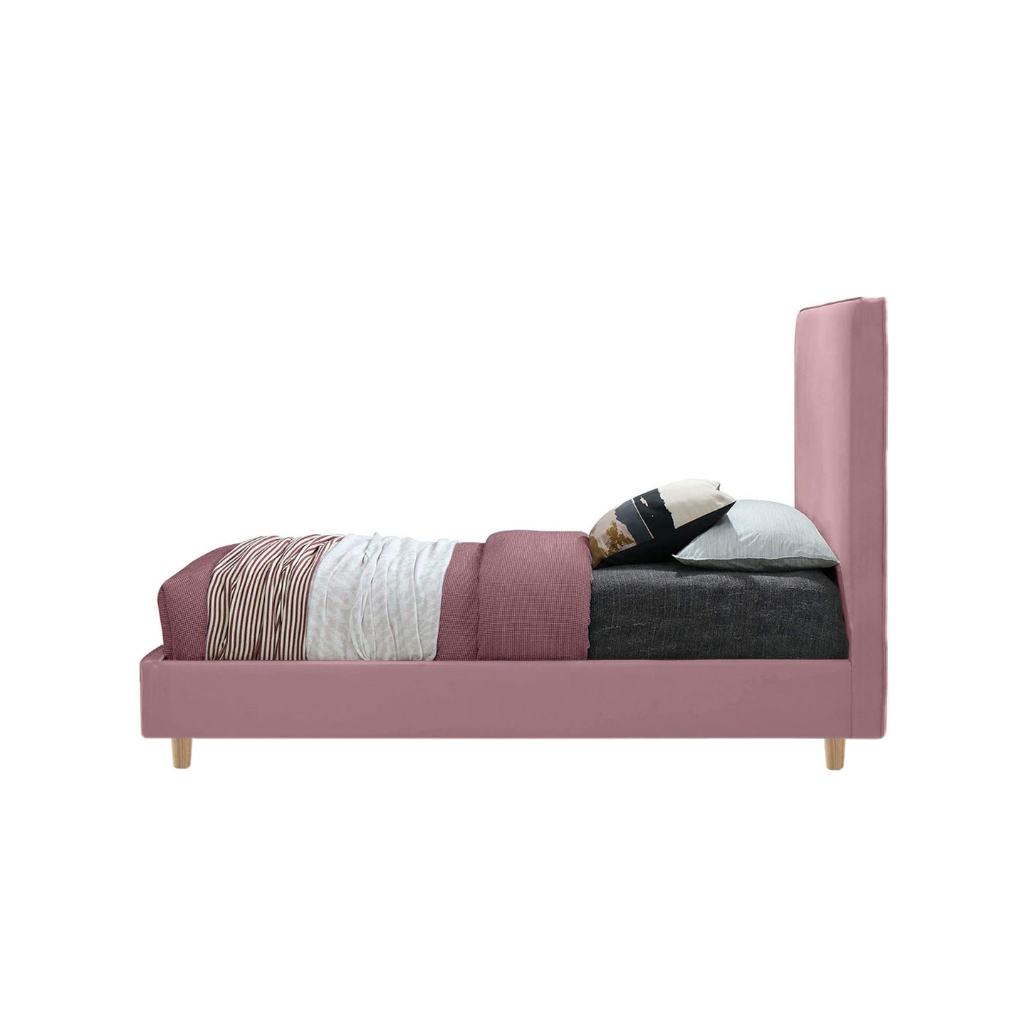 Base Cama con Espaldar Sencillo Infantil Nino 100x190x115 rosado