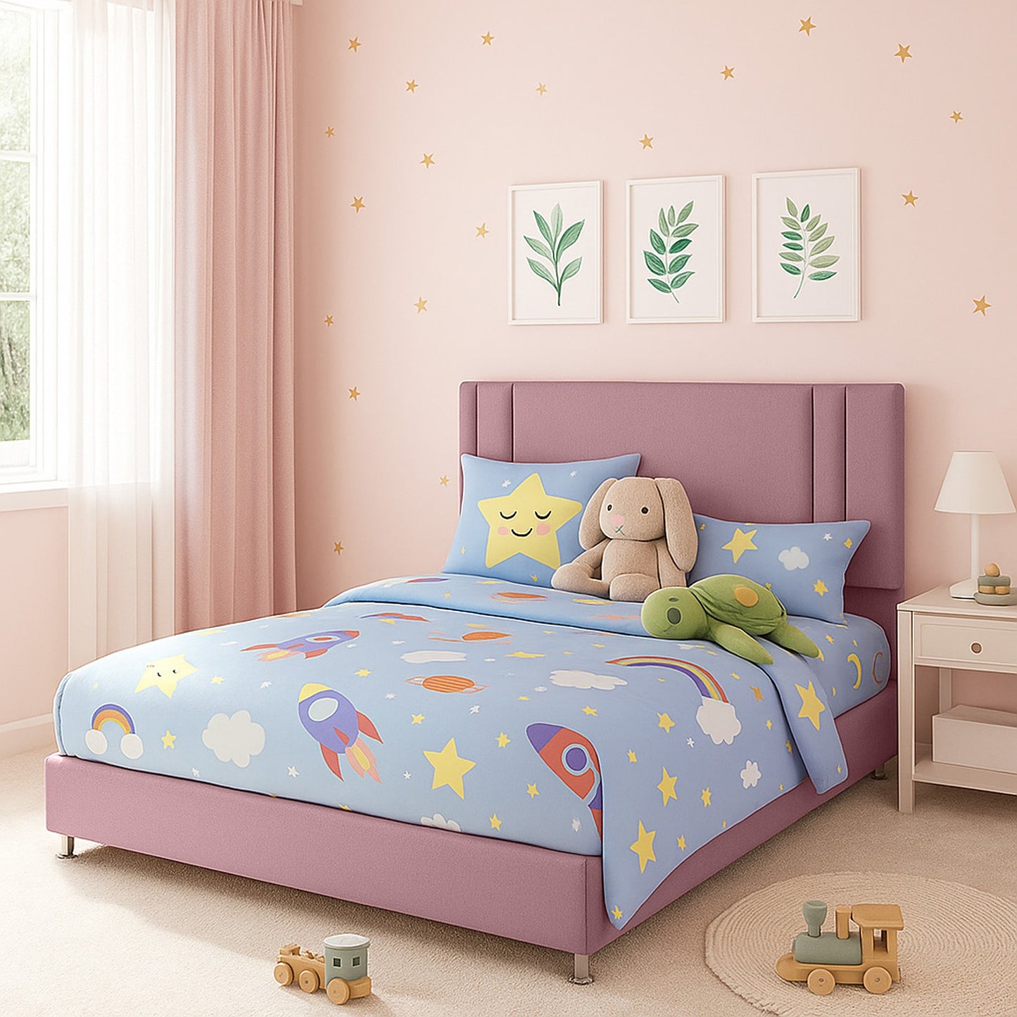 Base Cama Nido con Espaldar Semidoble Infantil Lupe rosado