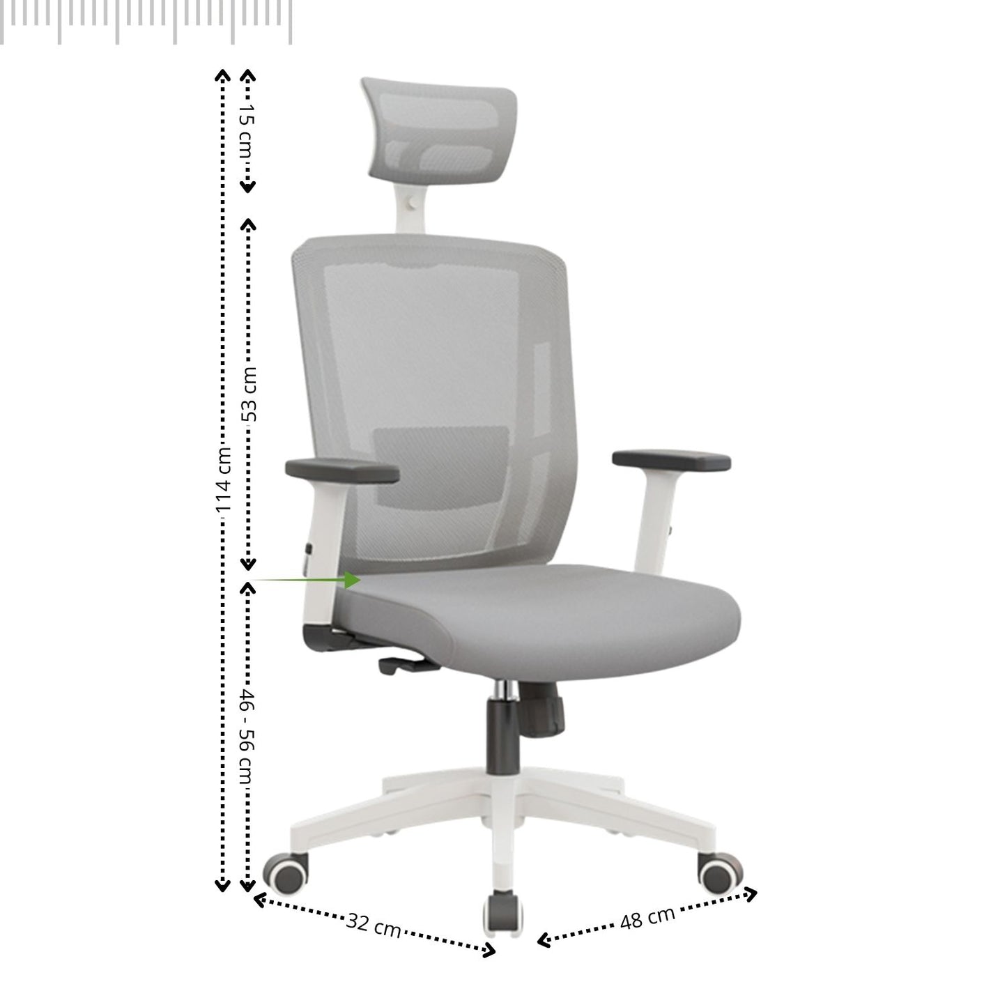 Silla De Oficina Italiana Cuba Presidente 114X48X32 Gris