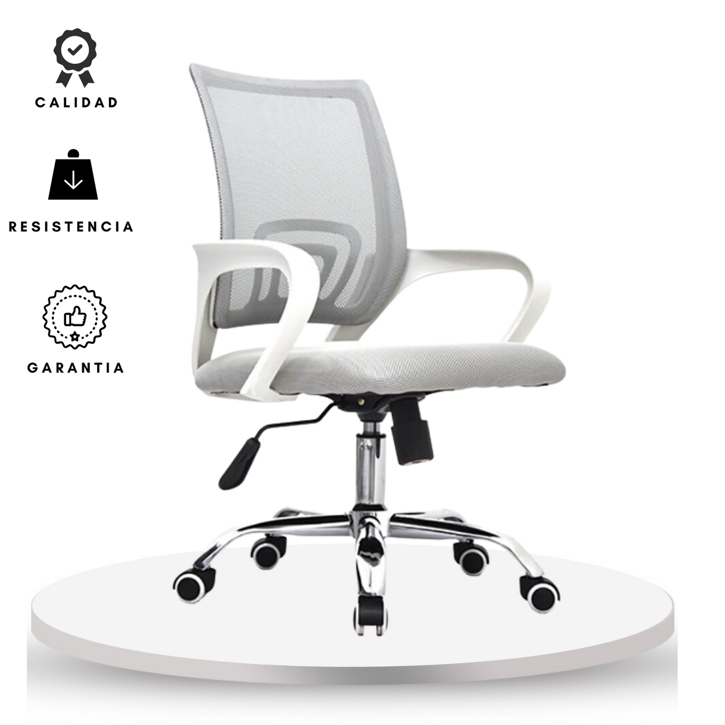Silla De Oficina Colors Premium Gris Blanco