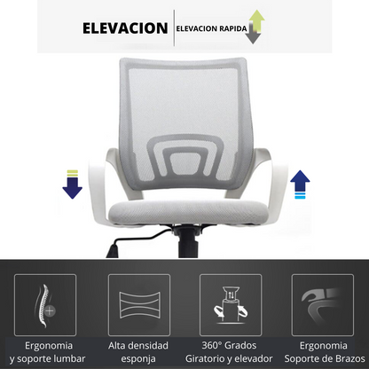 Silla De Oficina Colors Premium Gris Blanco
