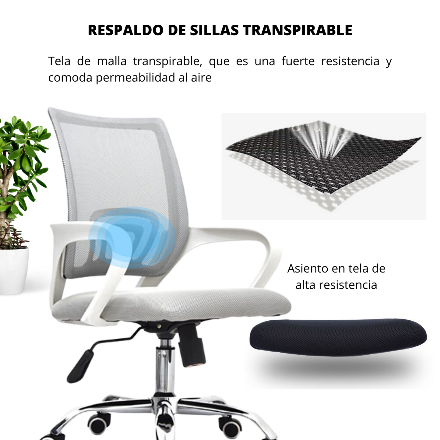 Silla De Oficina Colors Premium Gris Blanco