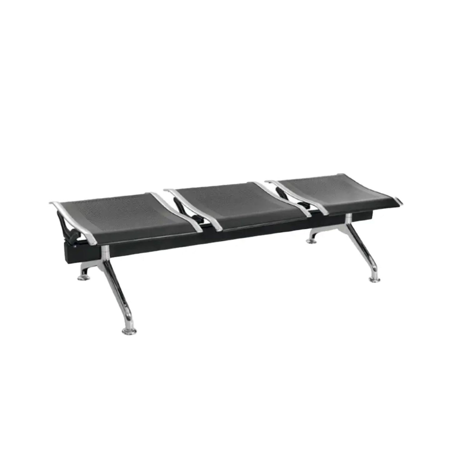 Silla Tandem 3 Puestos Gris Sin espaldar Negro