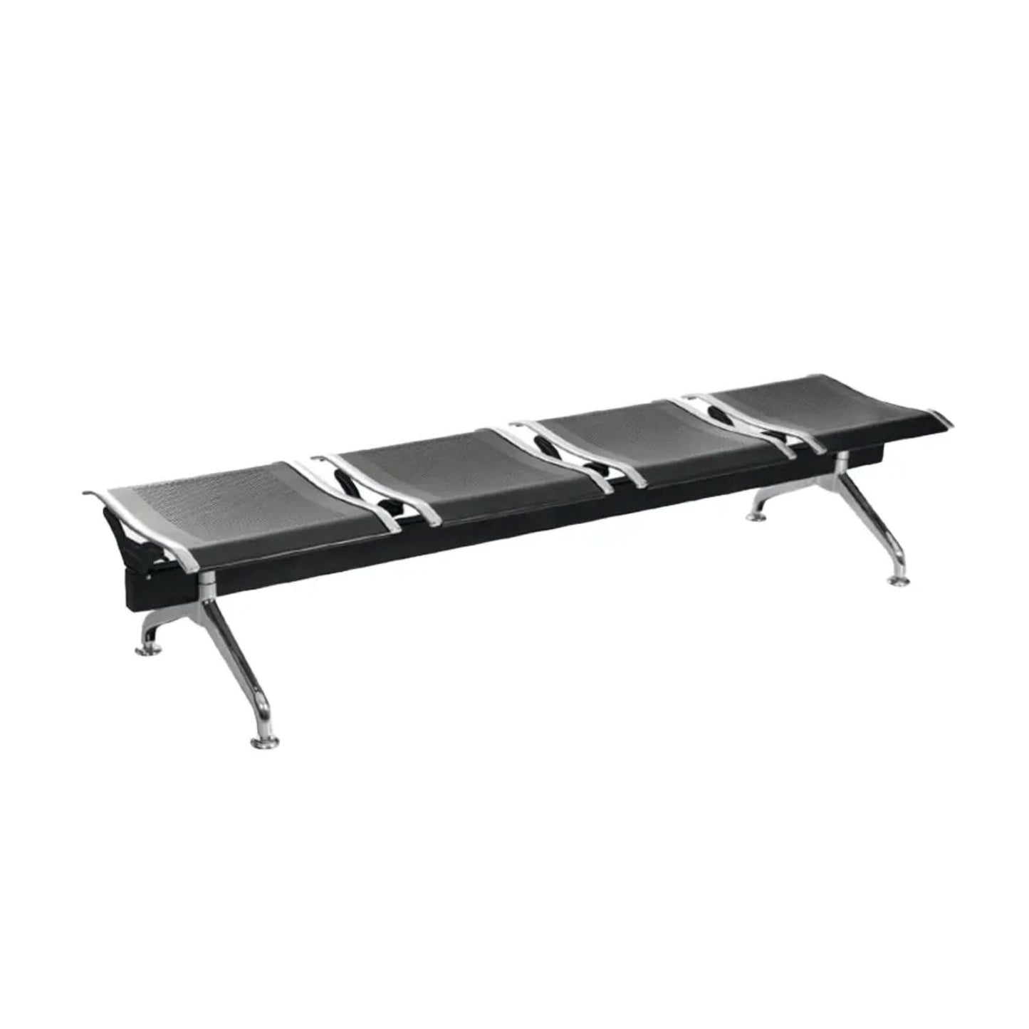 Silla Tandem 4 Puestos Gris Sin espaldar Negro