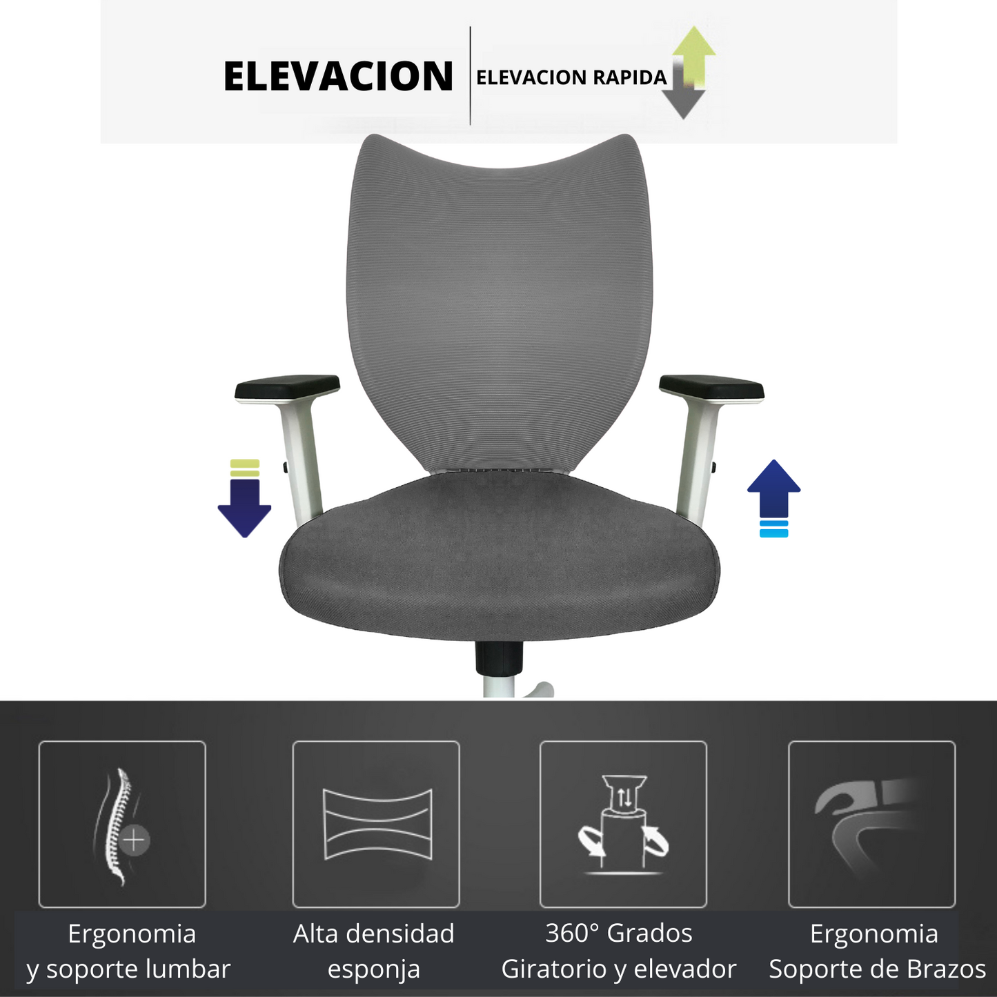 Silla De Oficina Espina De Pescado Gris