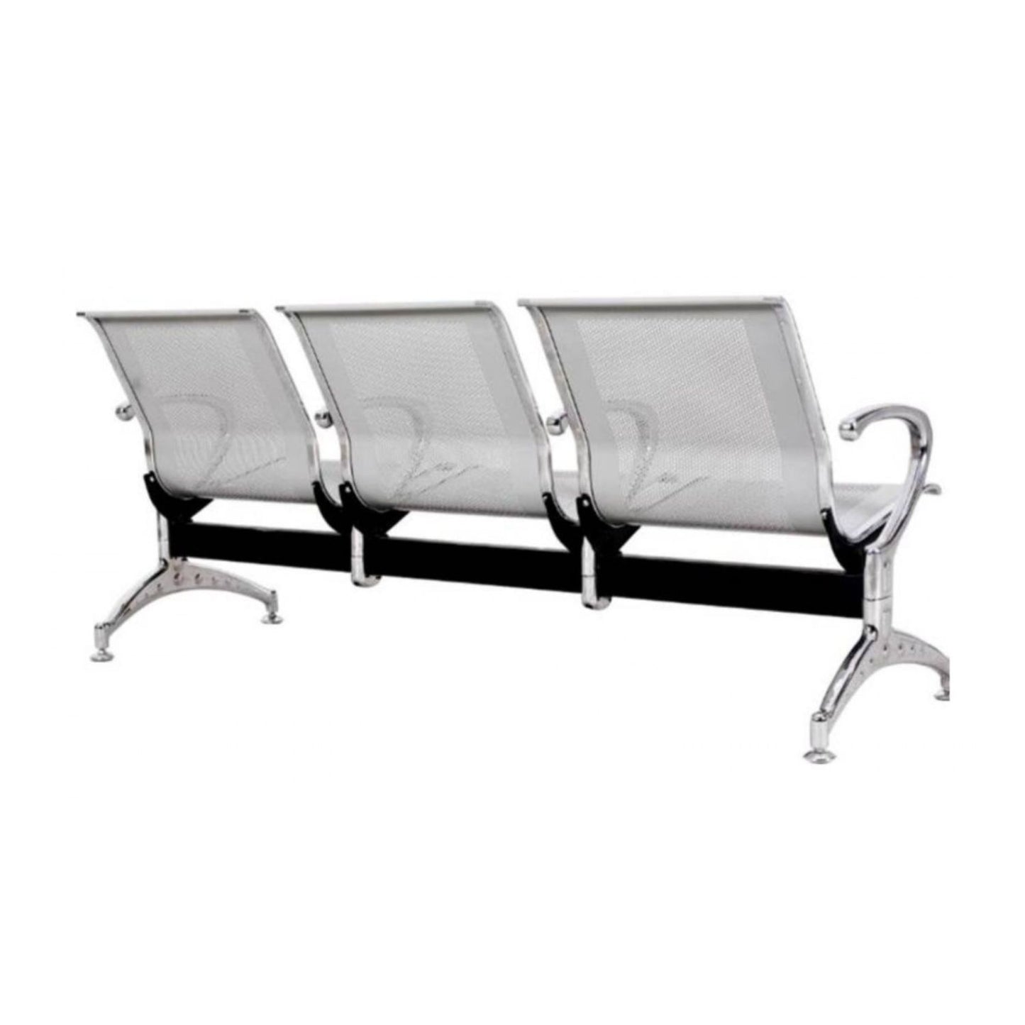 Silla Tandem 3 Puesto Cromado Verde