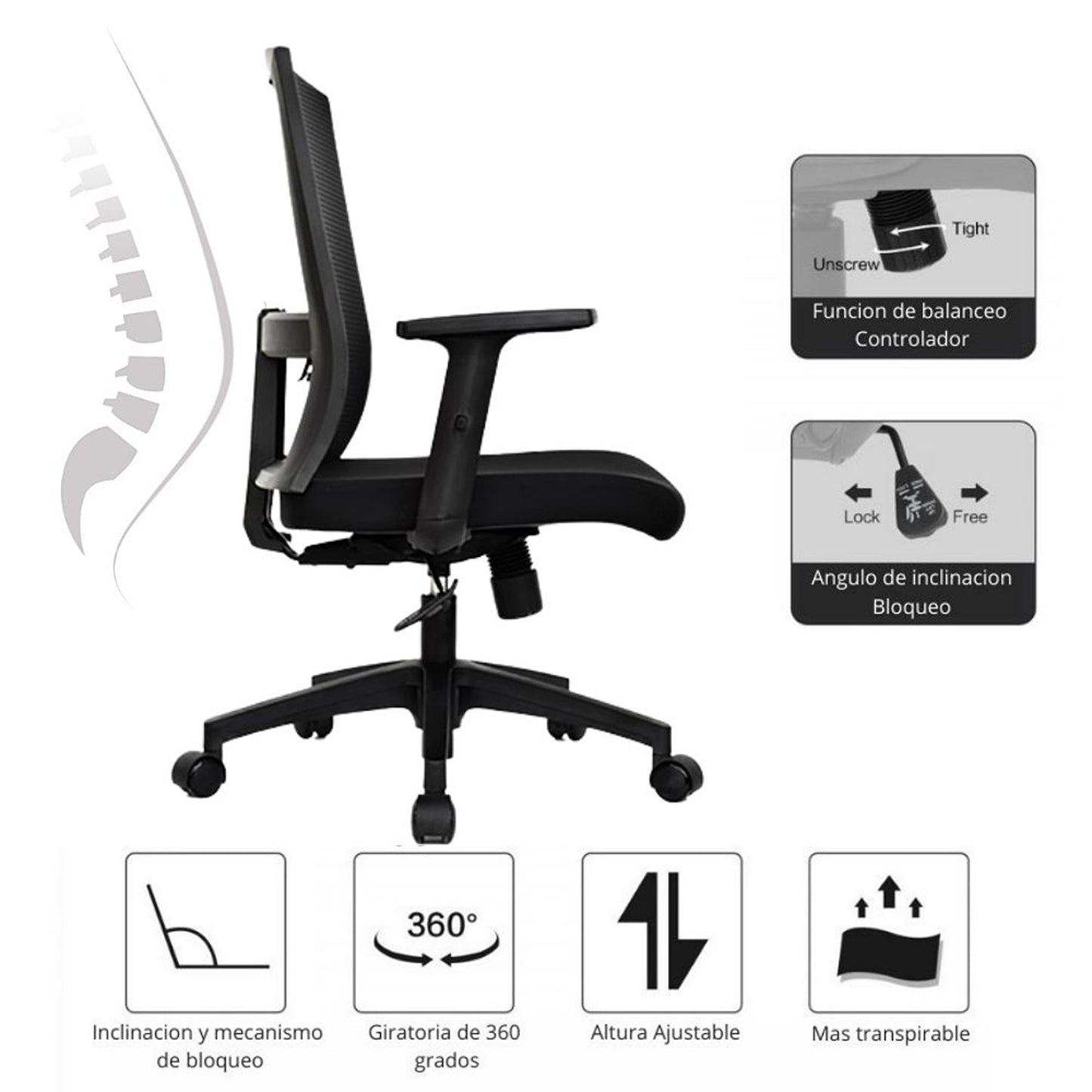 Silla De Oficina Monik Gerente Negro