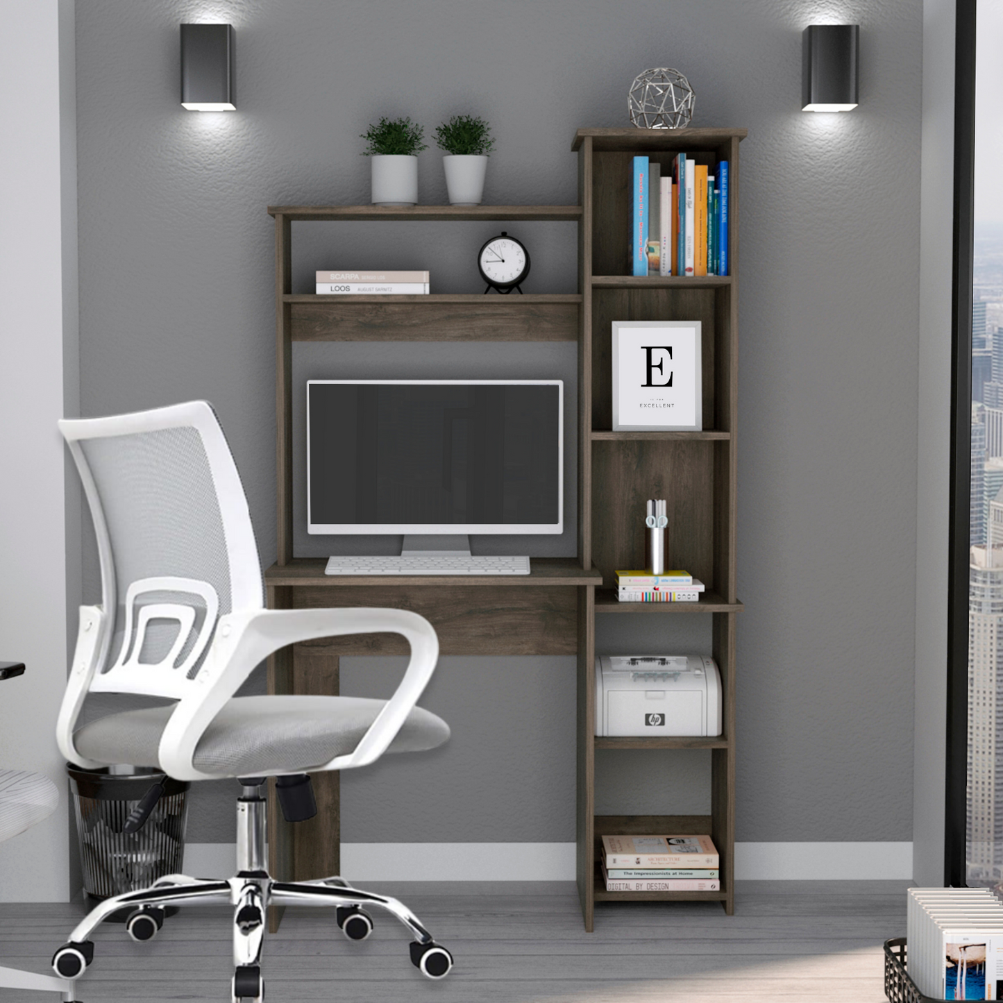 Silla De Oficina Colors Premium Gris Blanco