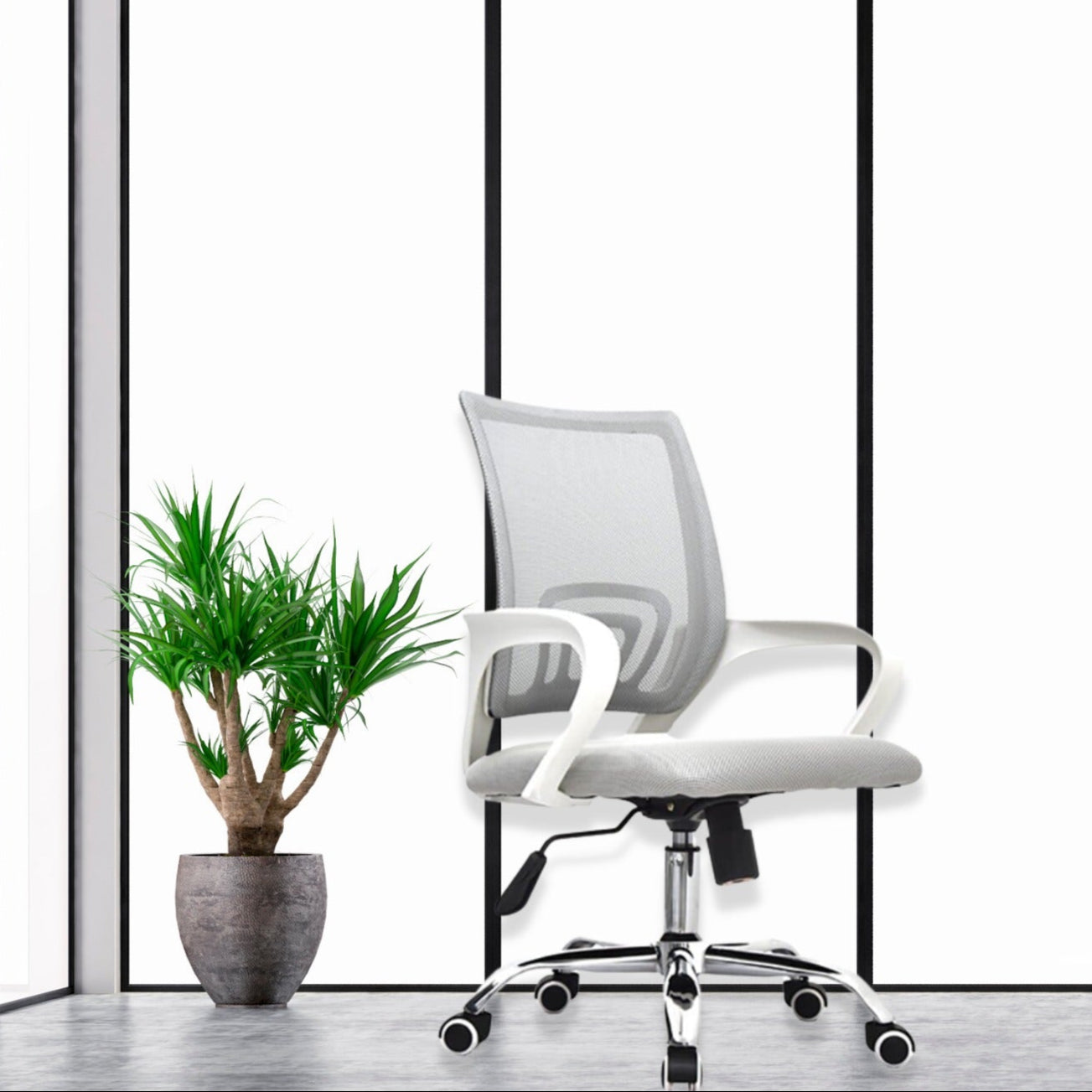 Silla De Oficina Colors Premium Gris Blanco