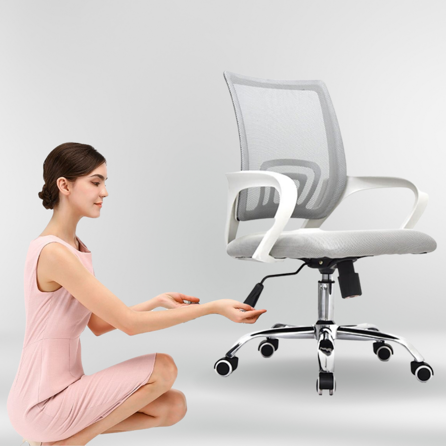 Silla De Oficina Colors Premium Gris Blanco