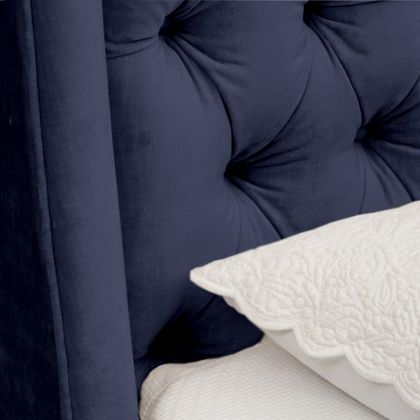 Base Cama con Espaldar + Colchon King Italia 200x200x150 azul