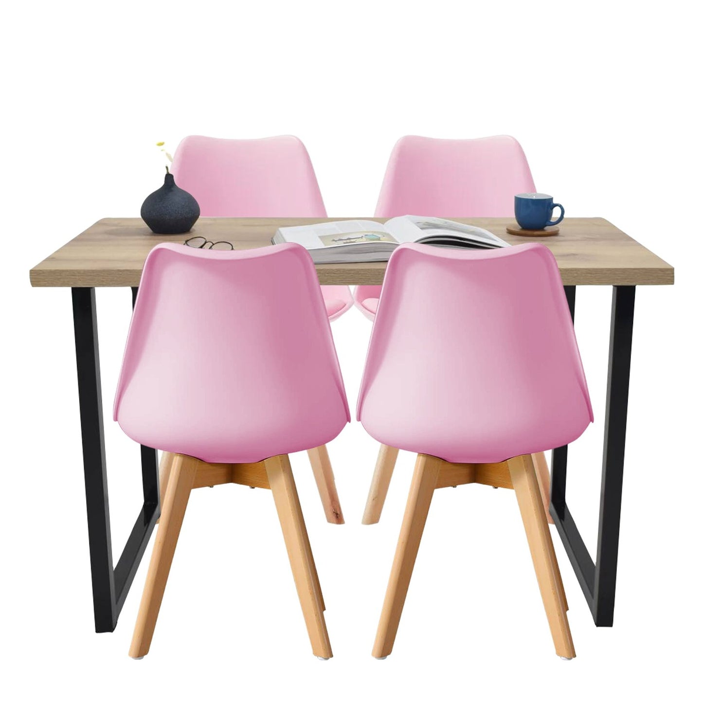 Juego de Comedor Industry con 4 Sillas Milano rosada