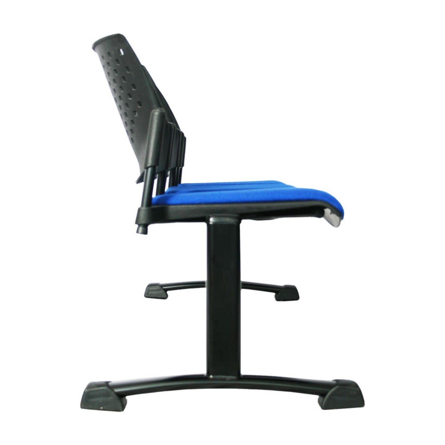 Silla Tandem Tapizado 3 Puestos Base Negra FLY Azul