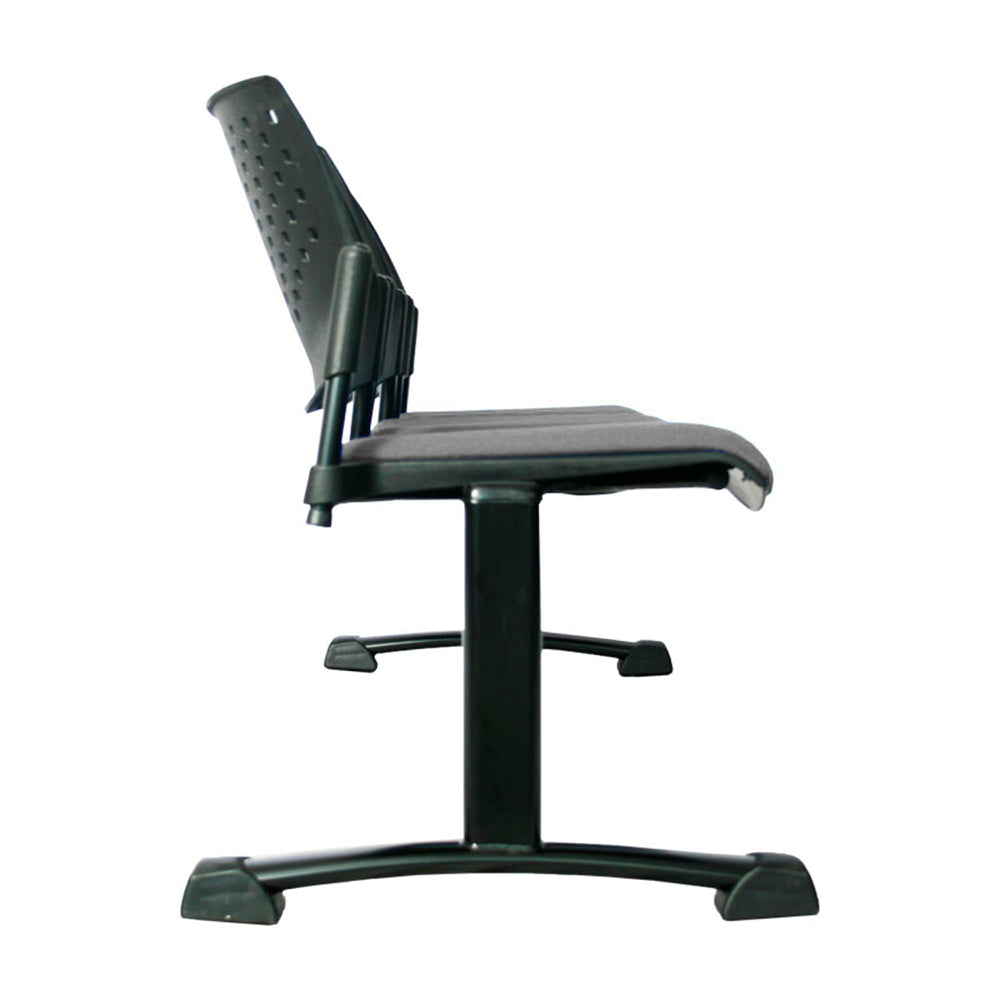 Silla Tandem Tapizado 3 Puestos Base Negra FLY Gris