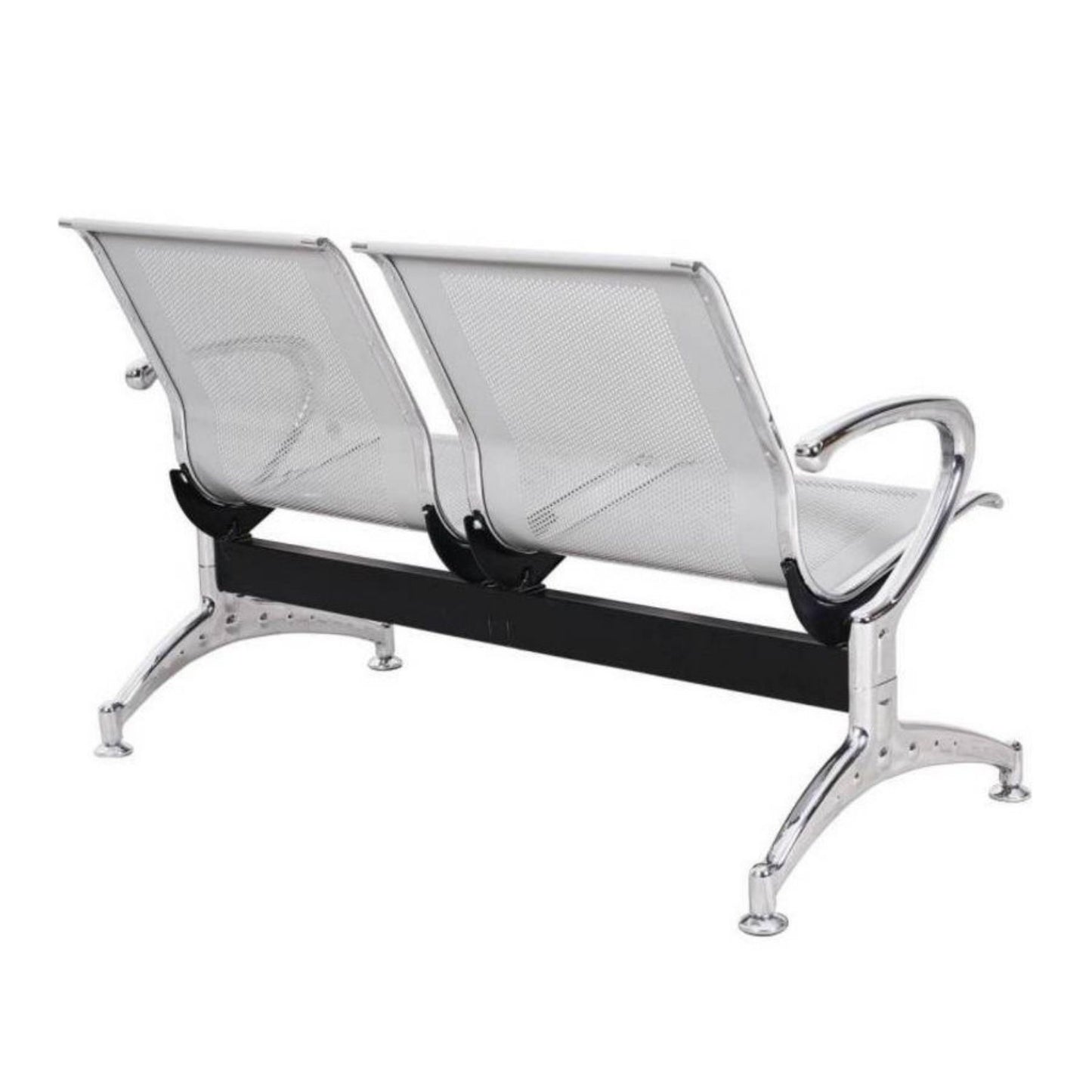 Silla Tandem 2 Puesto Cromado Azul