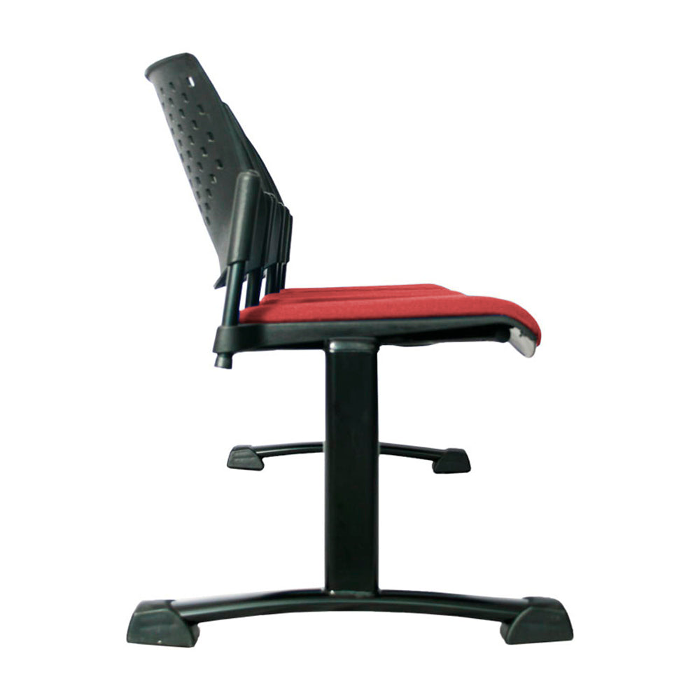 Silla Tandem Tapizado 3 Puestos Base Negra FLY Rojo