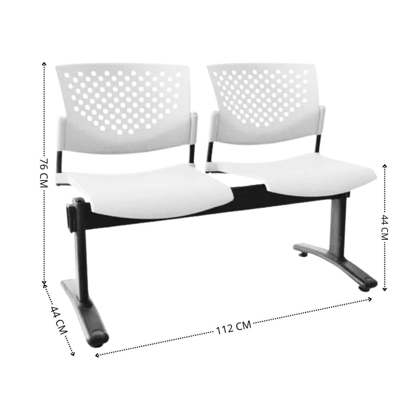 Silla Tandem 2 Puestos Base Negra FLY Negro