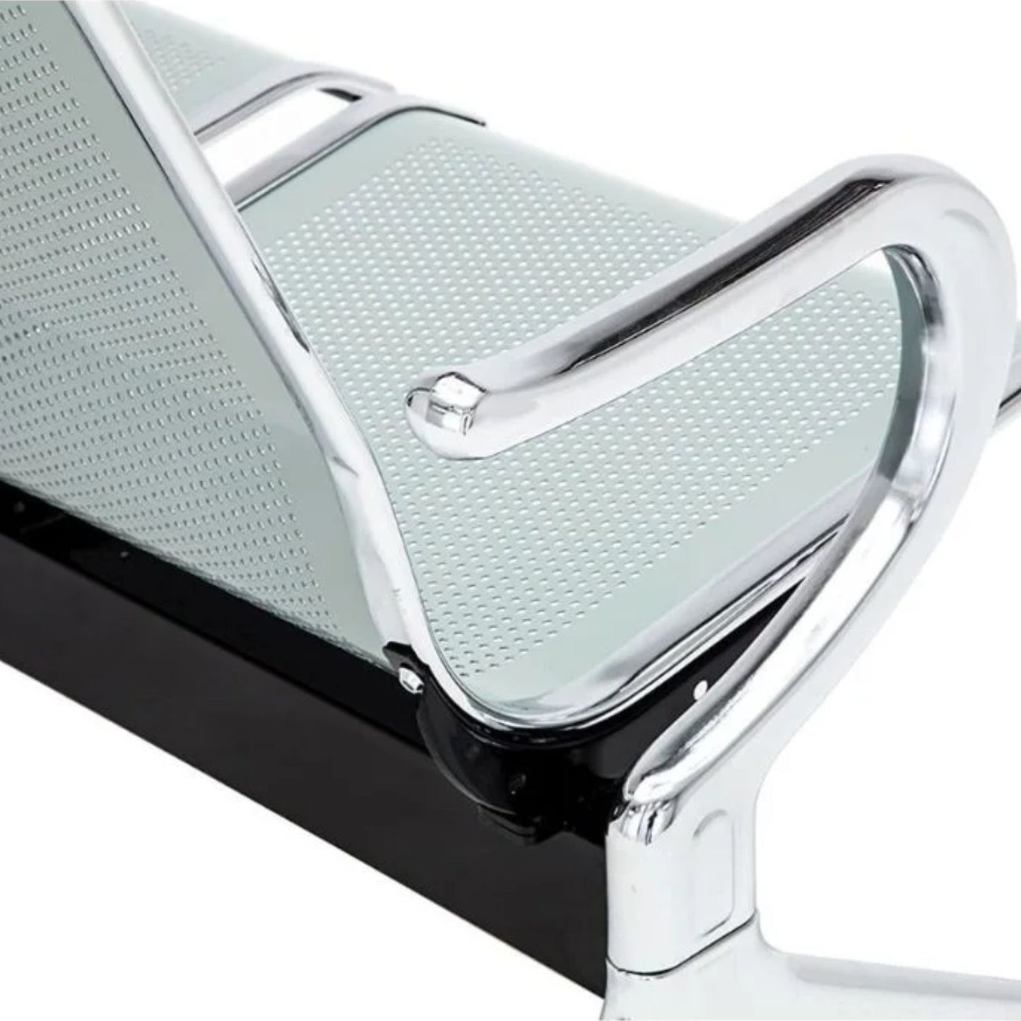 Silla Tandem 3 Puesto Cromado Verde
