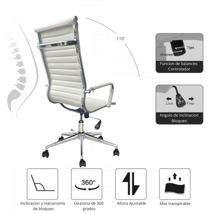 Silla De Oficina Lujo Blanco