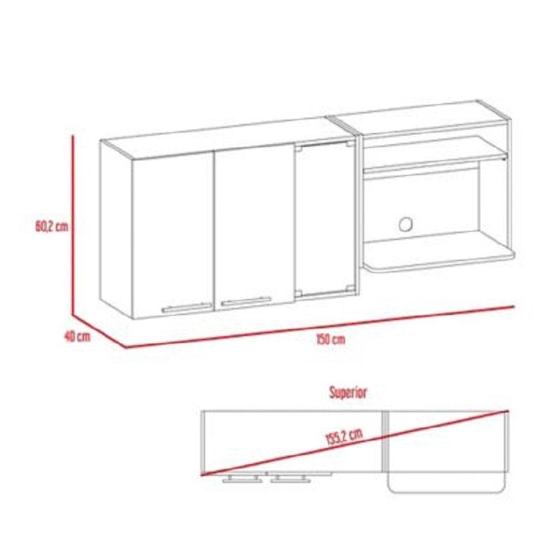 Gabinete Superior Kaelun Cocina Blanco + Wengue 150 Cm