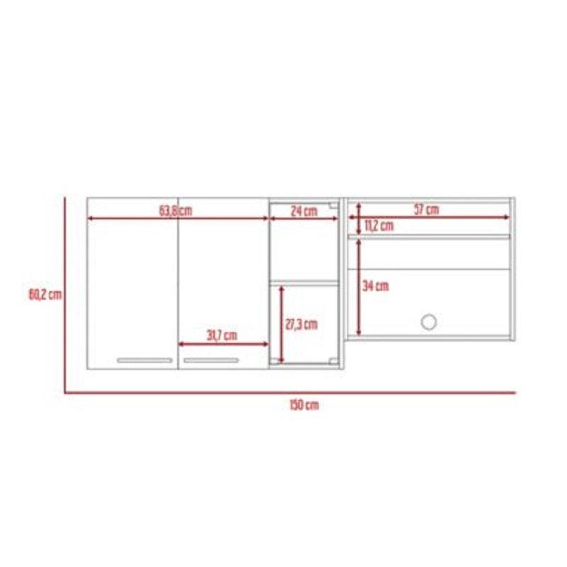 Gabinete Superior Kaelun Cocina Blanco + Wengue 150 Cm