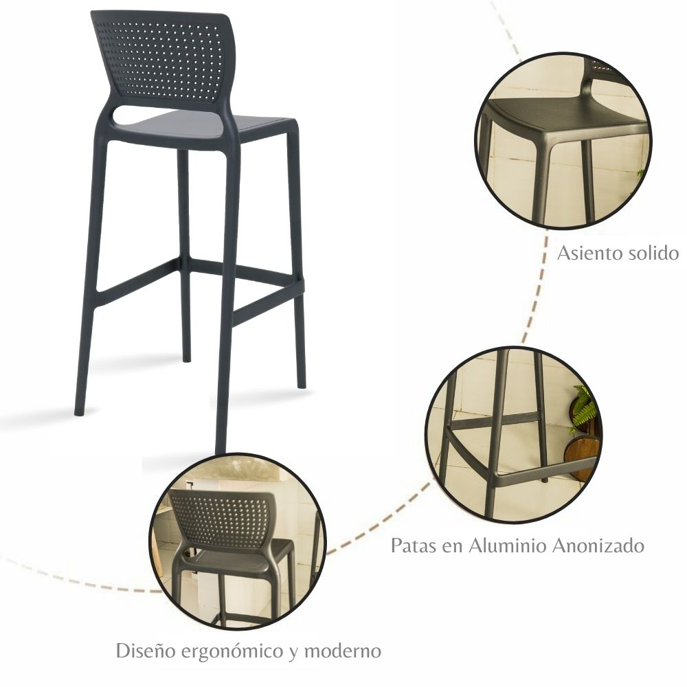 Silla de Barra Alice Negro