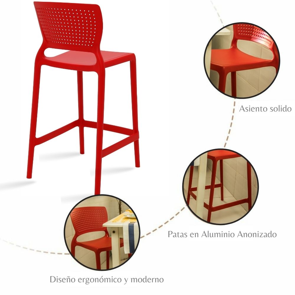 Silla de Barra Alice Rojo