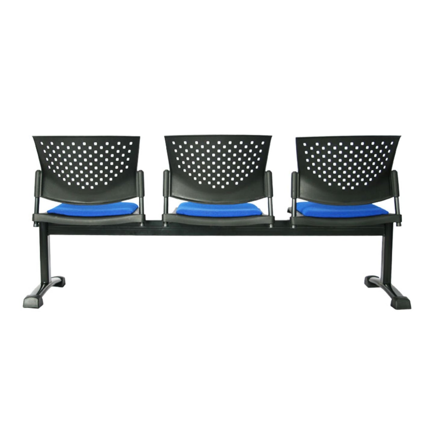 Silla Tandem Tapizado 3 Puestos Base Negra FLY Azul