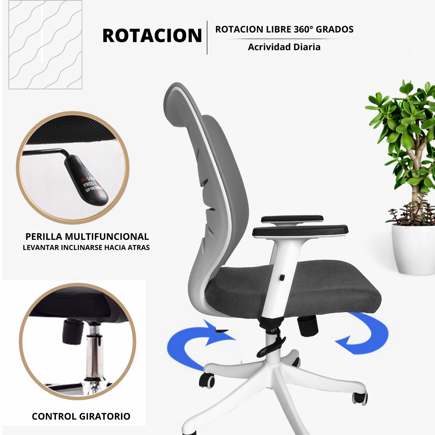 Silla De Oficina Espina De Pescado Gris