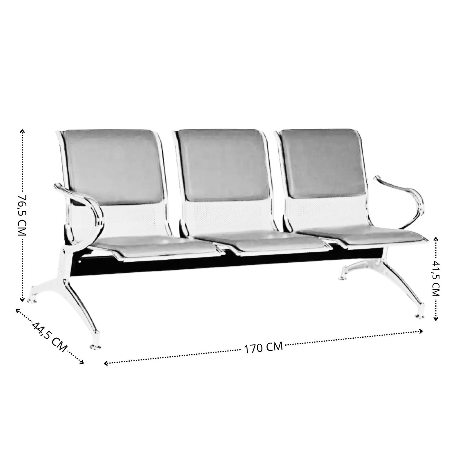 Silla Tandem 3 Puesto Tapizado Verde