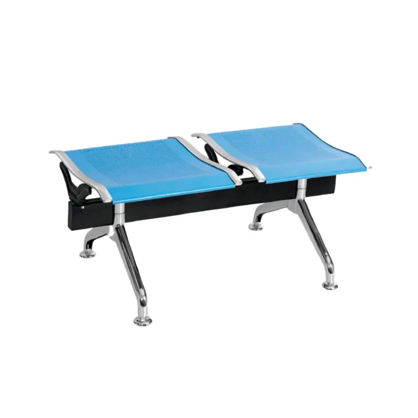 Silla Tandem 2 Puestos Gris Sin espaldar Azul