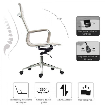 Silla De Oficina Presidente Beige