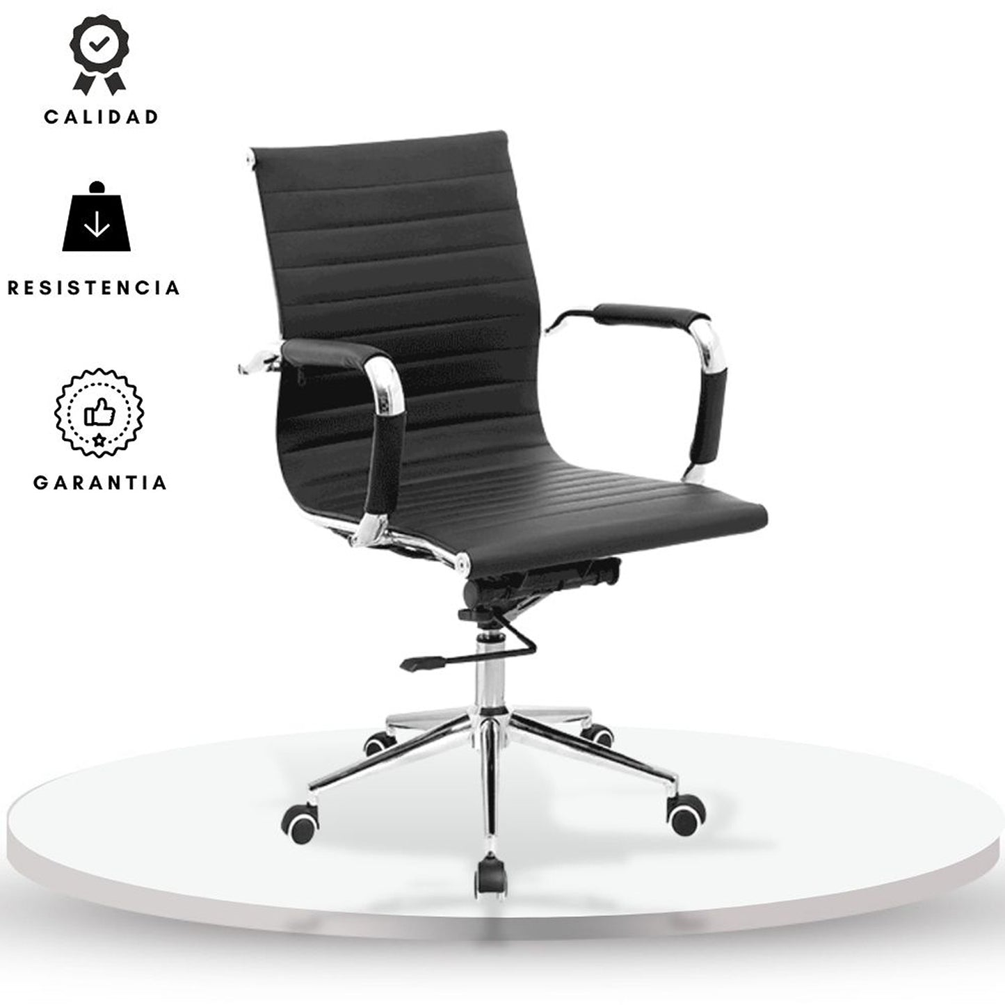 Silla De Oficina Presidente Espalda Media Negro