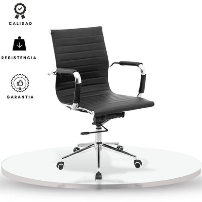 Silla De Oficina Presidente Espalda Media Negro